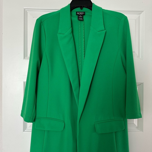 Soho Jackets & Blazers - SOHO Bright Green Tailored Open-Front Blazer